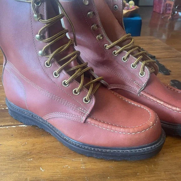 Vintage Wearmaster Sears USA Motorcycle Indy Biker Work Boots Brown Leather 11